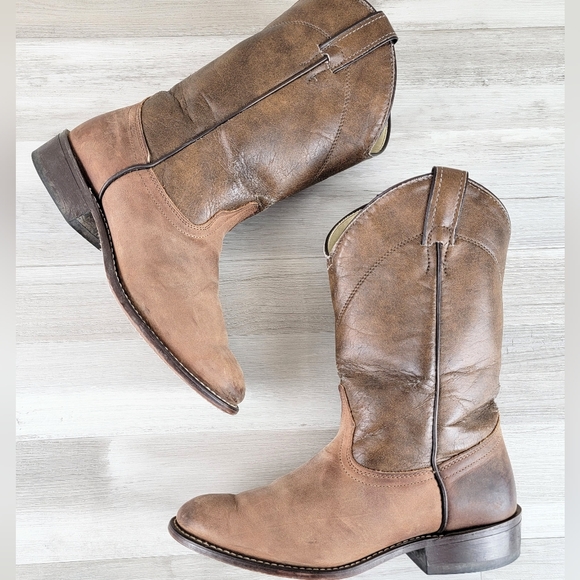 Laredo 2 Tone Brown Leather Western Cowgirl Boots Women's Size 8.5M USA Made - Picture 5 of 16